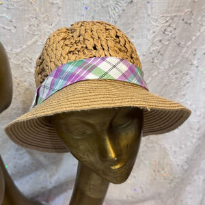 Magid Straw Hat with Plaid Band | Paper Straw Sun Hat Vintage-Style Summer Hat